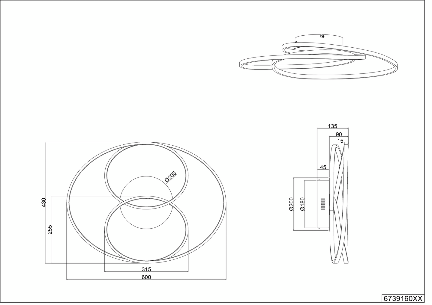 Kattovalaisin TRIO Gale led 60cm mattavalkoinen