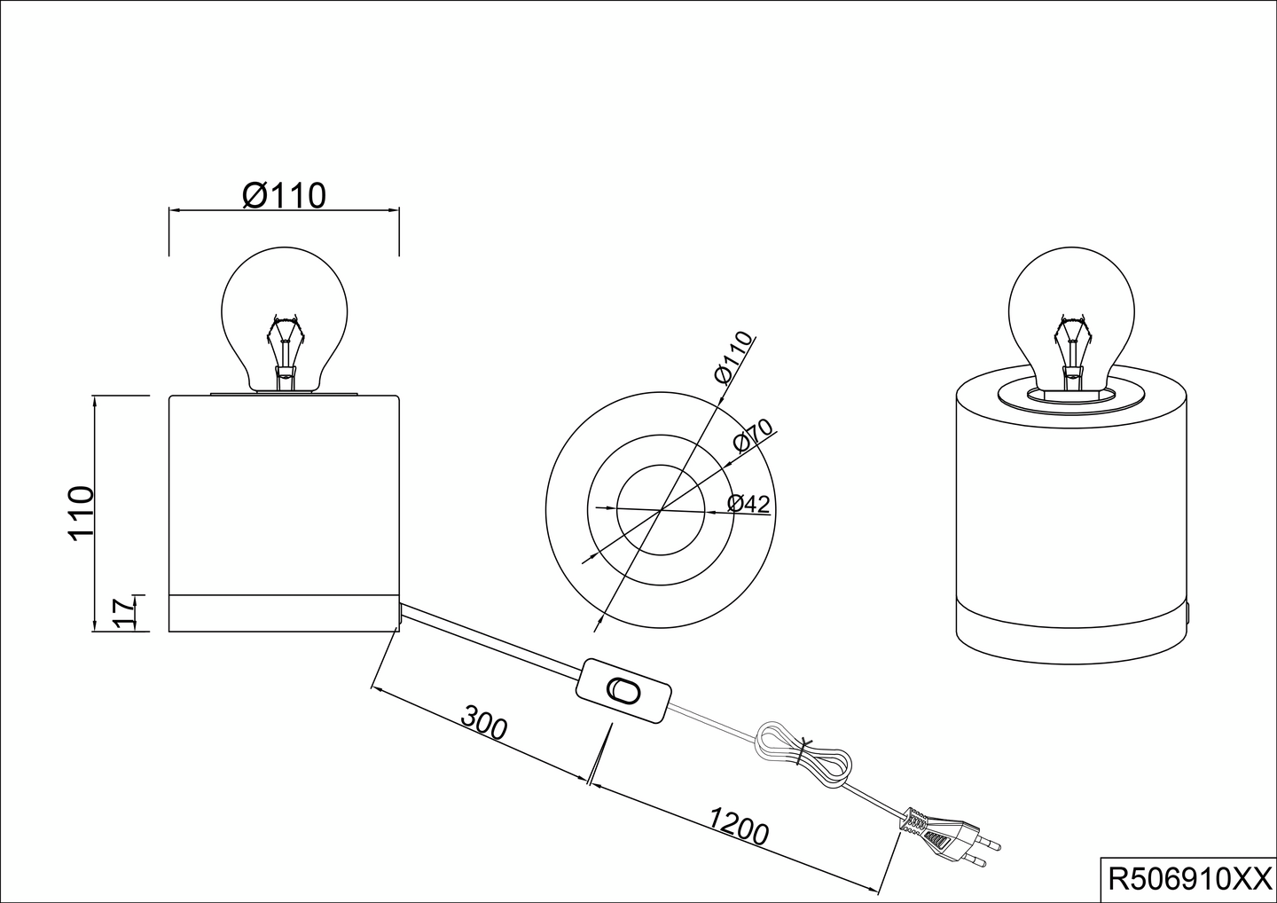 Pöytävalaisin TRIO Judy E14 punainen