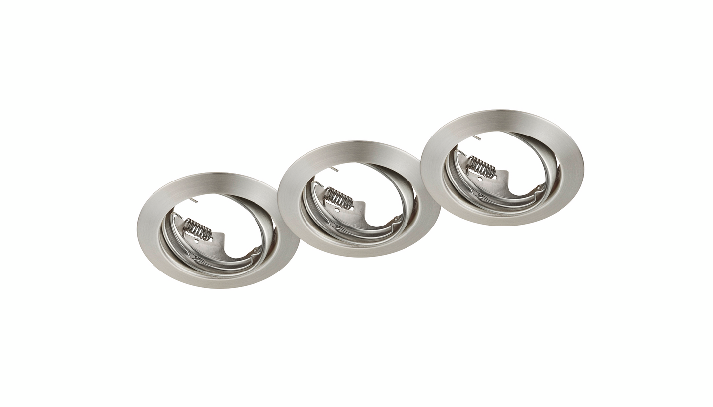 Uppospotti TRIO Jura GU10 3-pack pyöreä harjattu teräs