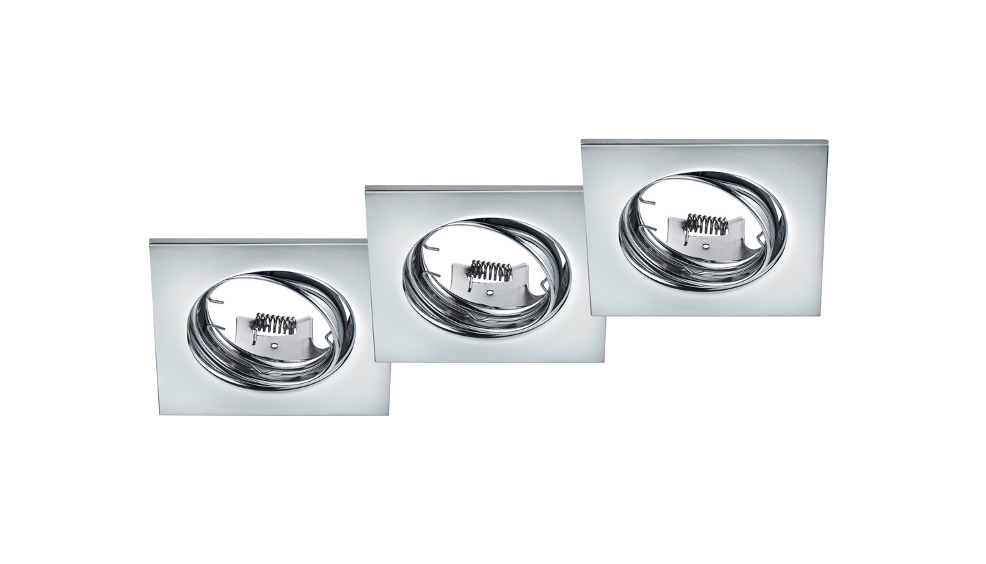 Uppospotti TRIO Jura GU10 3-pack neliö kromi