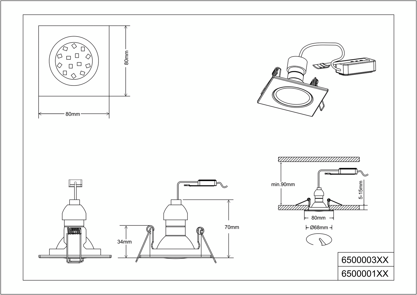 Uppospotti TRIO Jura GU10 neliö kromi