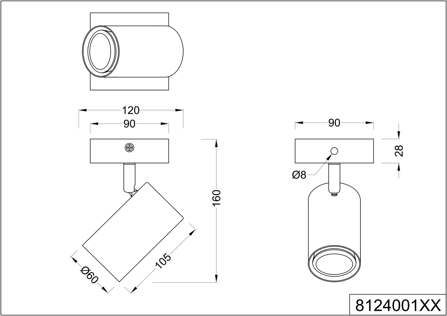 Spotti TRIO Marley GU10 1-os mattavalkoinen/puu