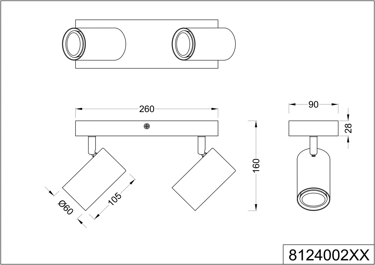 Spotti TRIO Marley GU10 2-os mattavalkoinen/puu