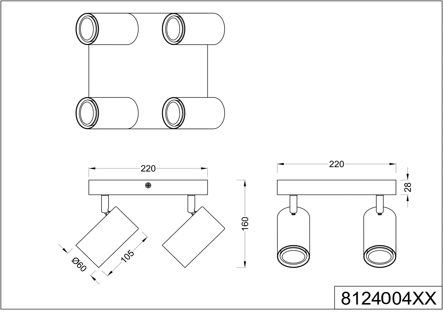 Spotti TRIO Marley GU10 4-os mattavalkoinen/puu