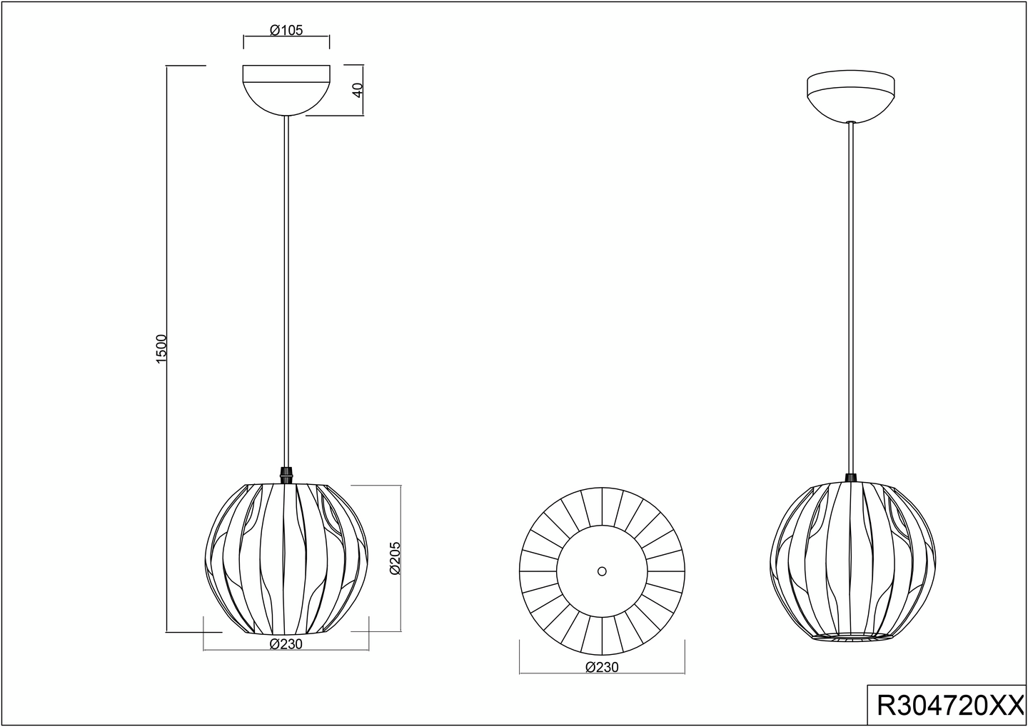 Riippuvalaisin Trio Pumpkin E27 1-os 23cm valkoinen
