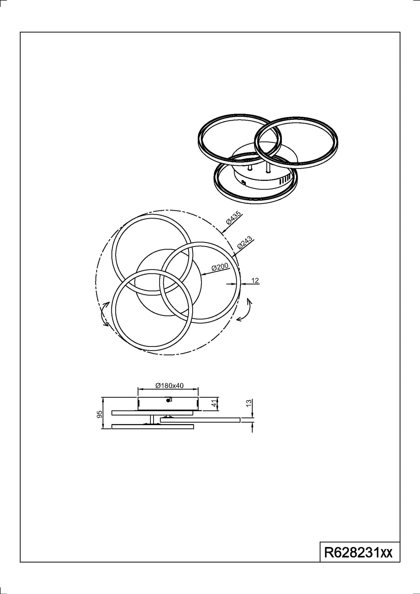 Kattovalaisin TRIO Circle led mattamusta