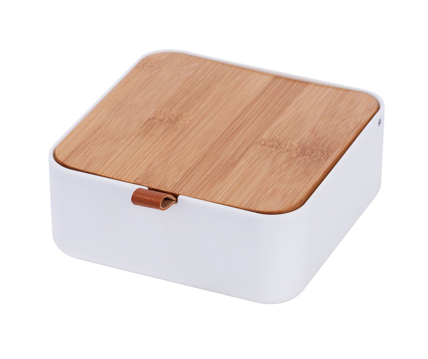 Säilytysrasia Wenko Bovisa valkoinen, bambukansi ja peili