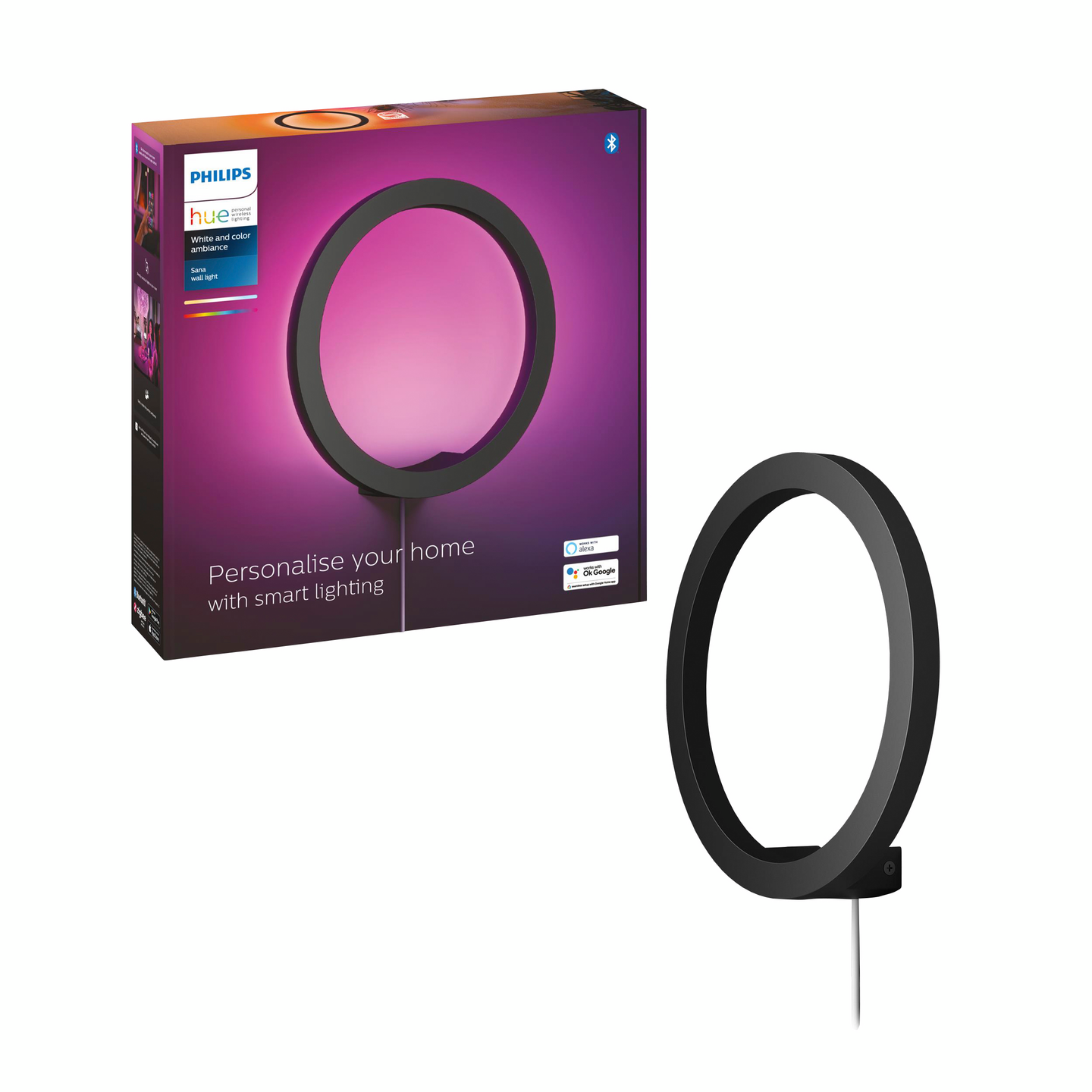 Seinävalaisin Philips Hue Sana musta 20W 24V