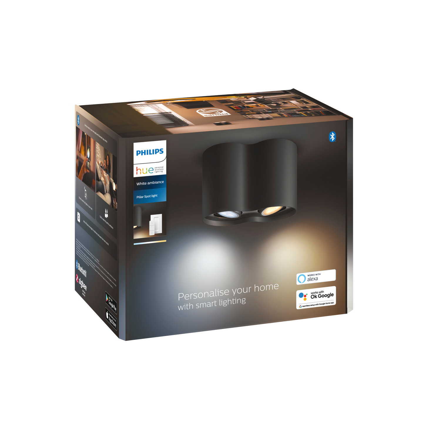 Kohdevalaisin Philips Hue Pillar musta 2x5W 230V