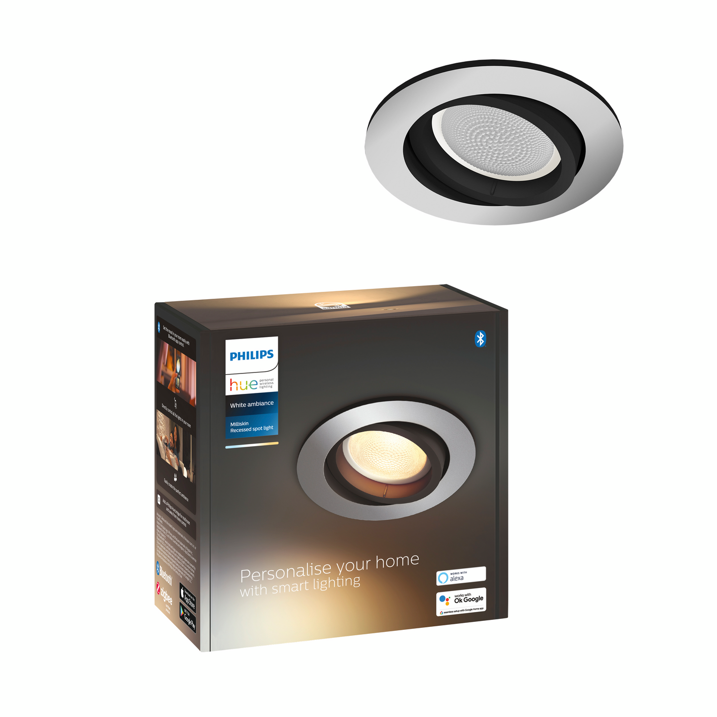 Uppovalaisin Philips Hue Milliskin pyöreä alumiini 1x5W