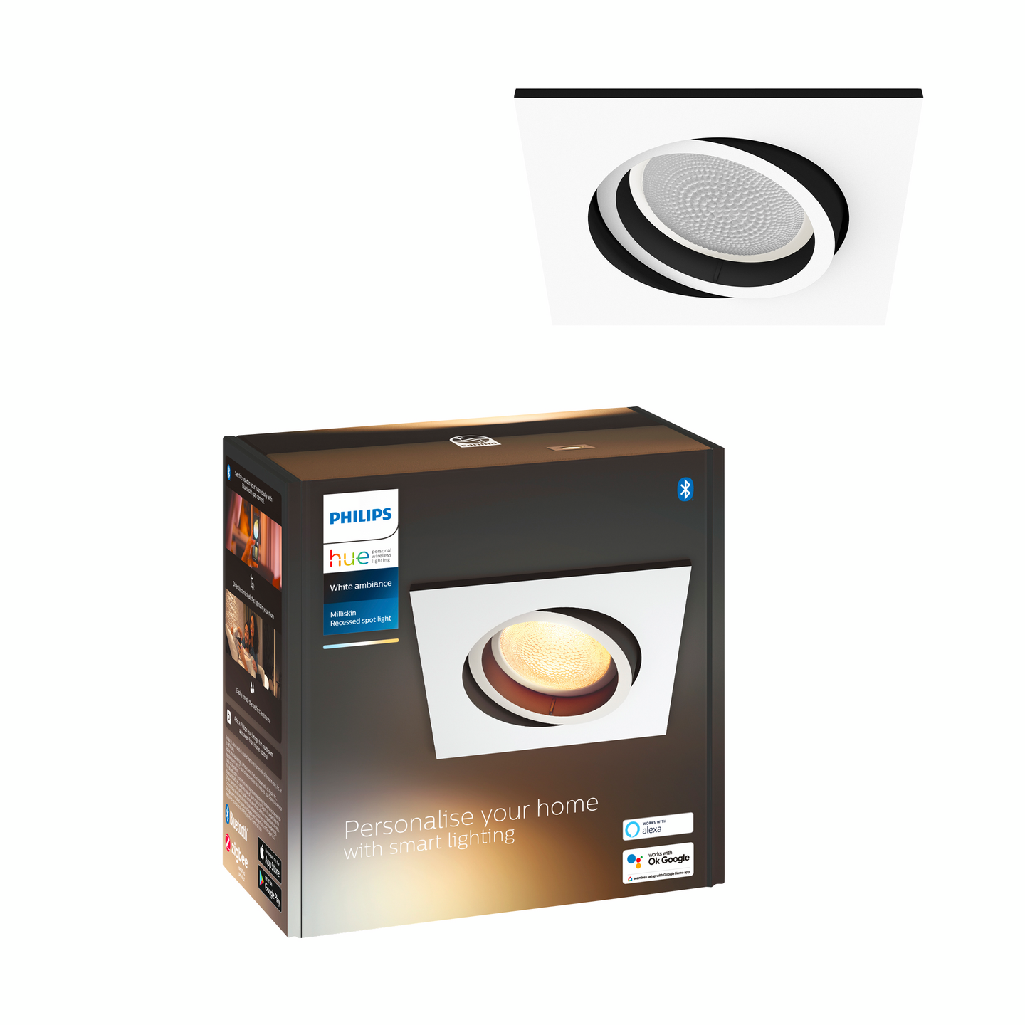 Uppovalaisin Philips Hue Milliskin neliö valkoinen 1x5W