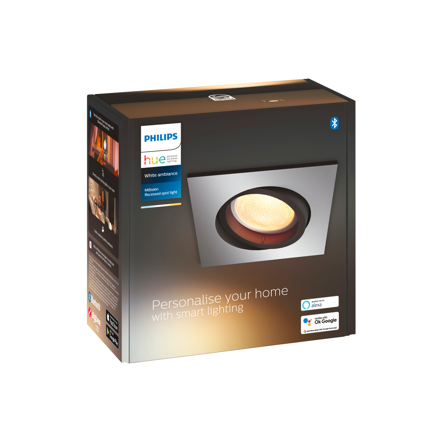 Uppovalaisin Philips Hue Milliskin neliö alumiini 1x5W