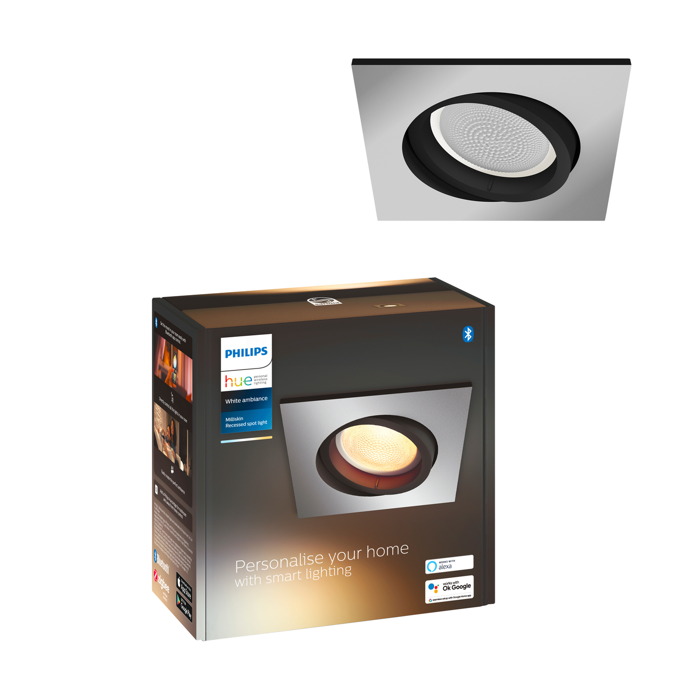 Uppovalaisin Philips Hue Milliskin neliö alumiini 1x5W