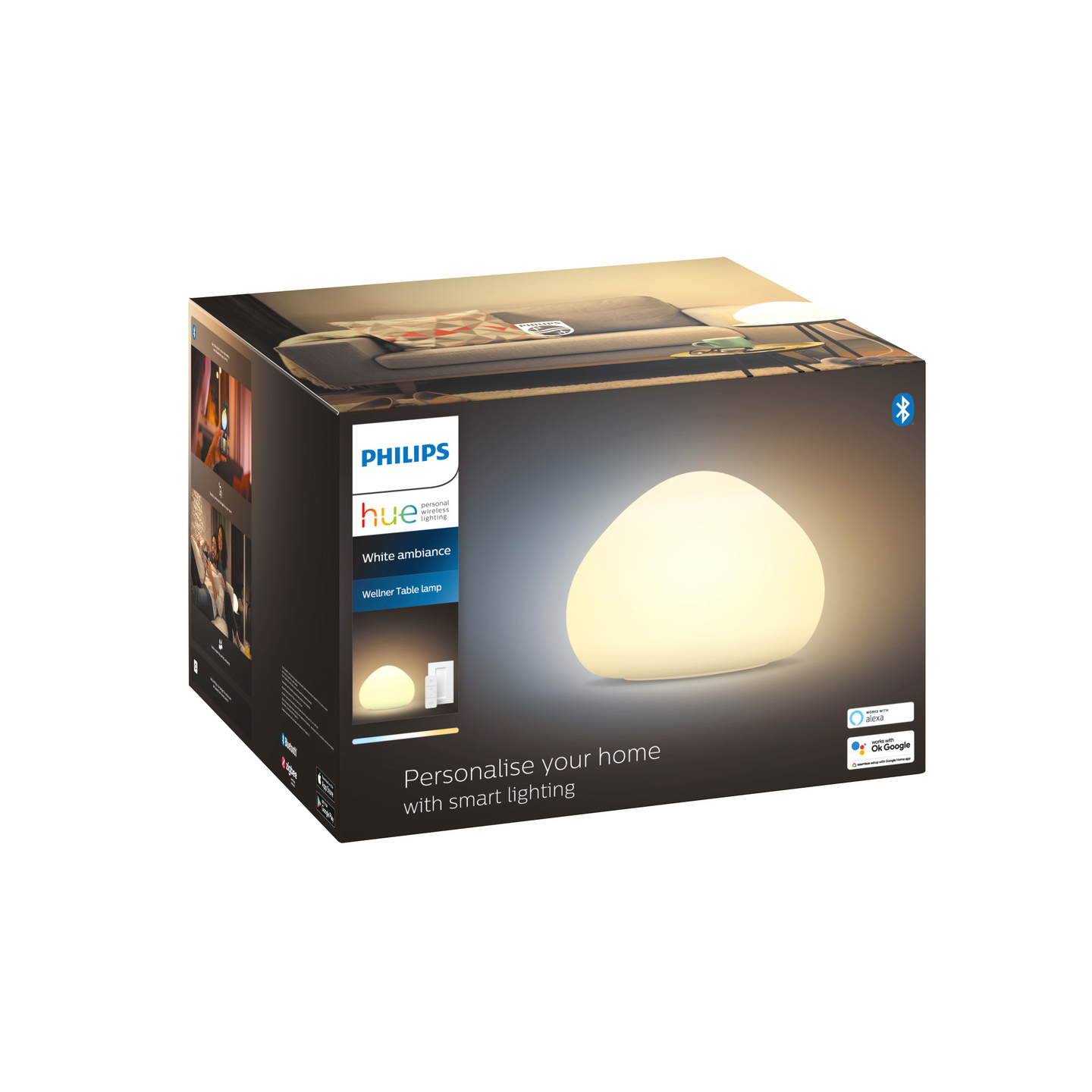 Pöytävalaisin Philips Hue Wellner valkoinen