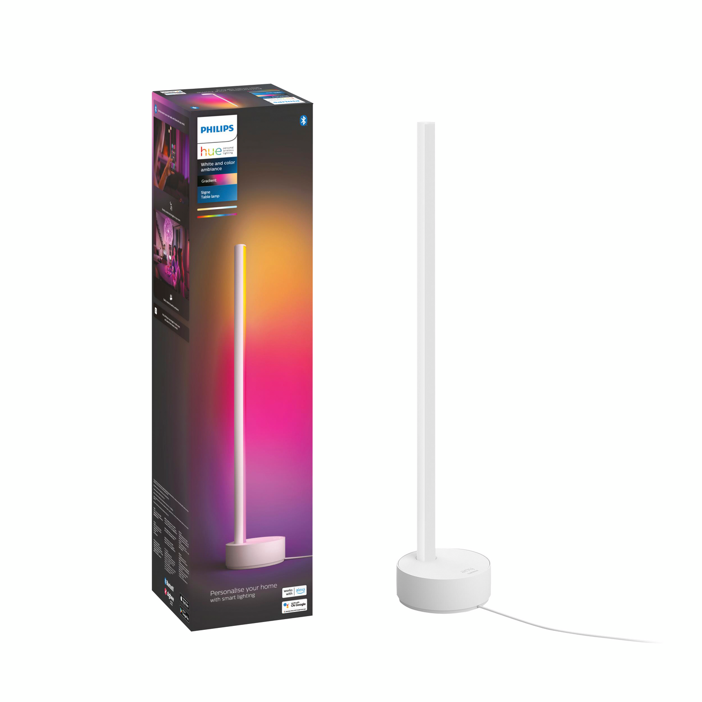 Pöytävalaisin Philips Hue Signe Gradient valkoinen