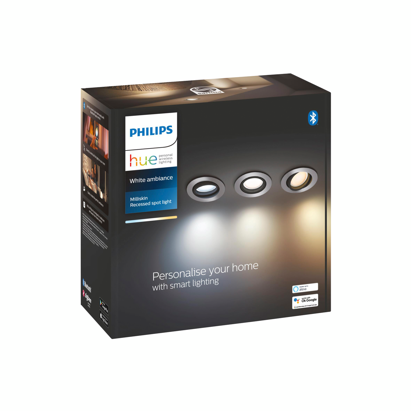 Uppovalaisin Philips Hue MILLISKIN alumiini 3X5W