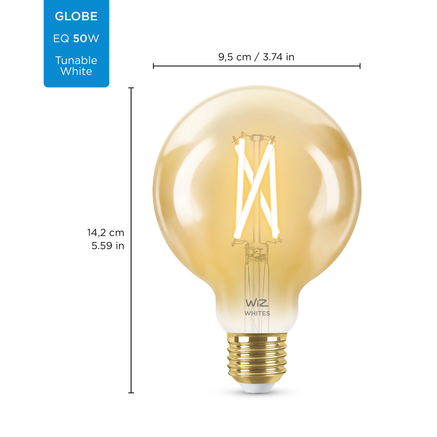 Led-lamppu WiZ WI-FI 6W E27 TW G125 920-50 Filament MERIPIHKA