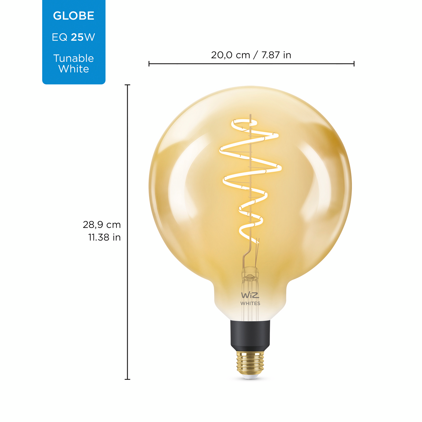 Led-lamppu WiZ WI-FI 7W E27 TW G200 920-50 Filament MERIPIHKA