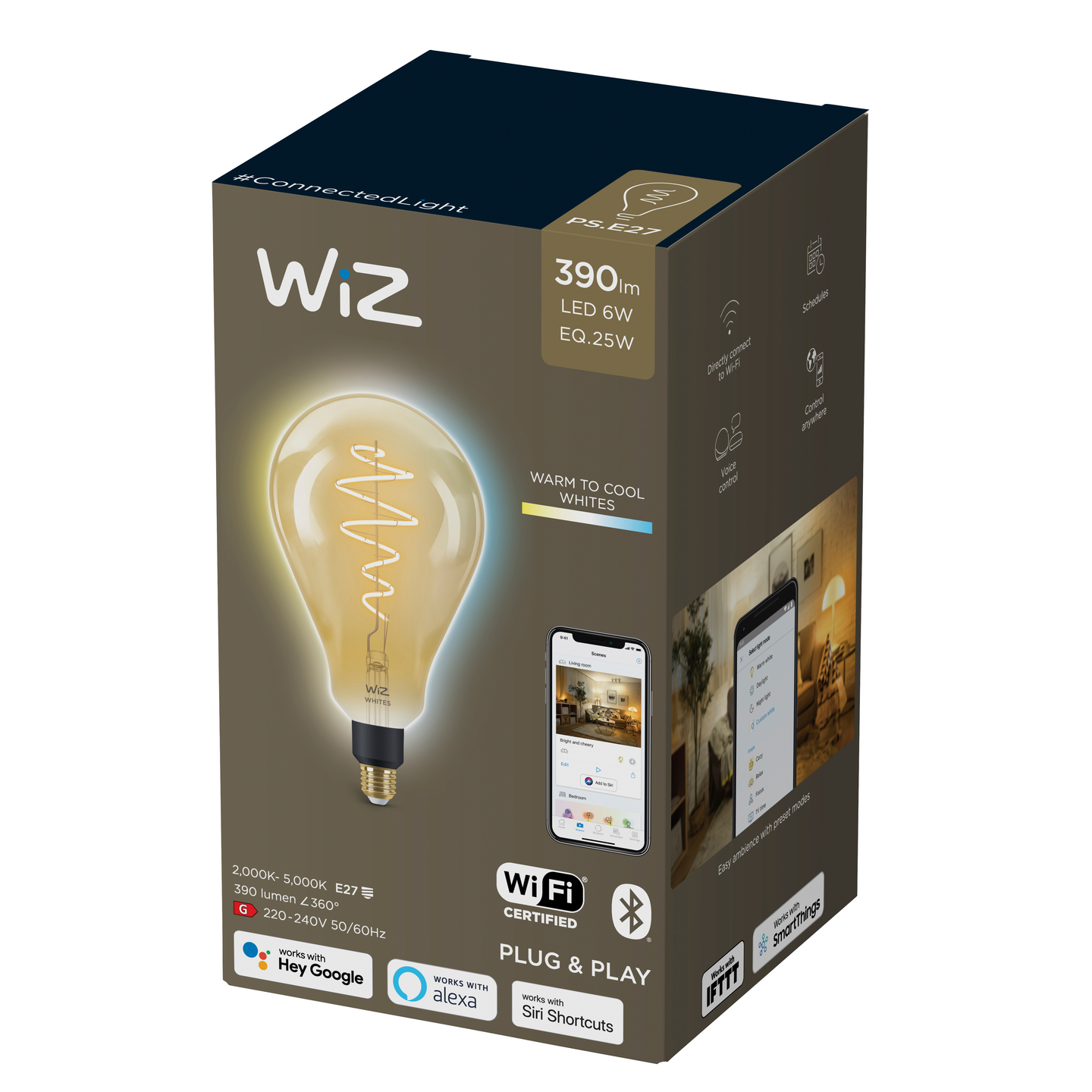Led-lamppu WiZ WI-FI 6W E27 TW PS160 920-50 FIL MERIPIHKA