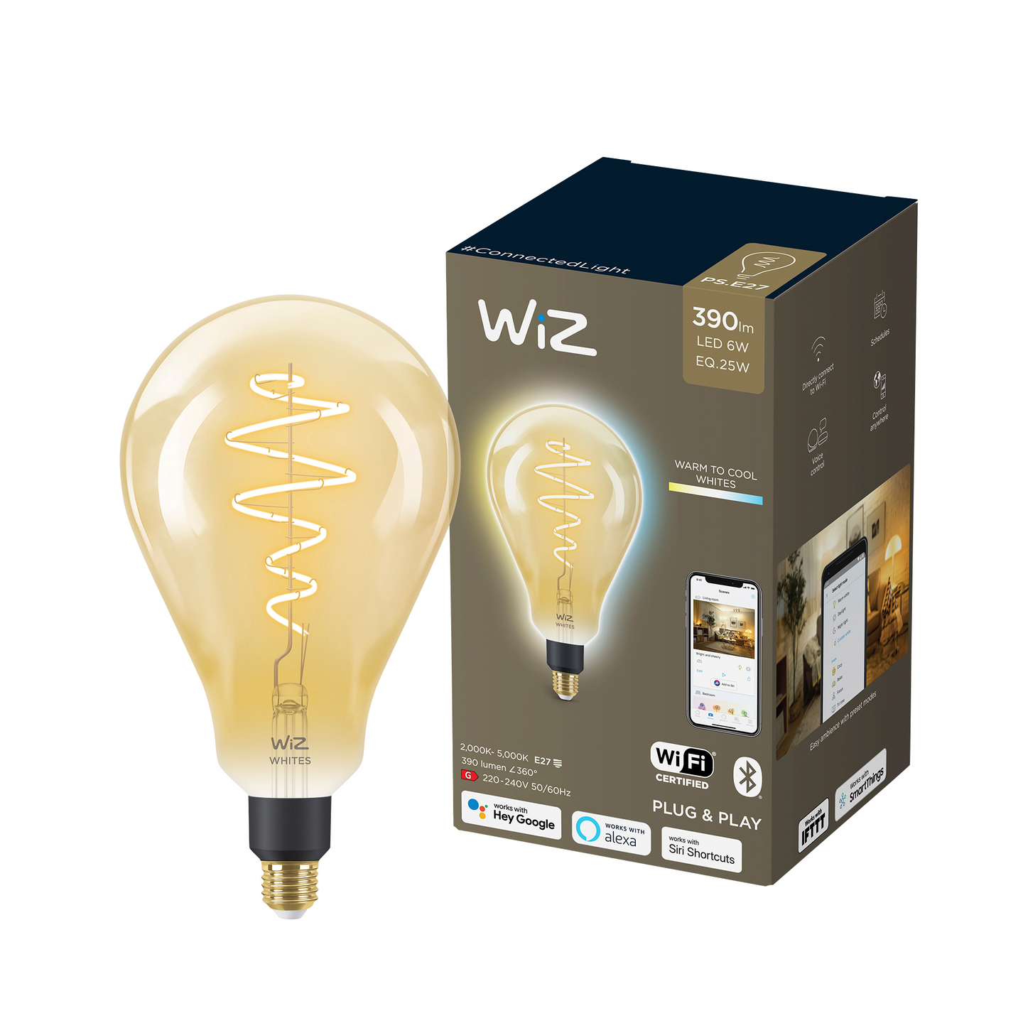 Led-lamppu WiZ WI-FI 6W E27 TW PS160 920-50 FIL MERIPIHKA
