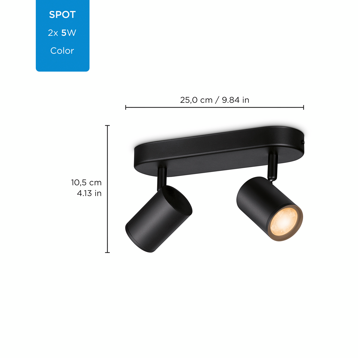 Kohdevalaisin WiZ imageo musta 2X5W