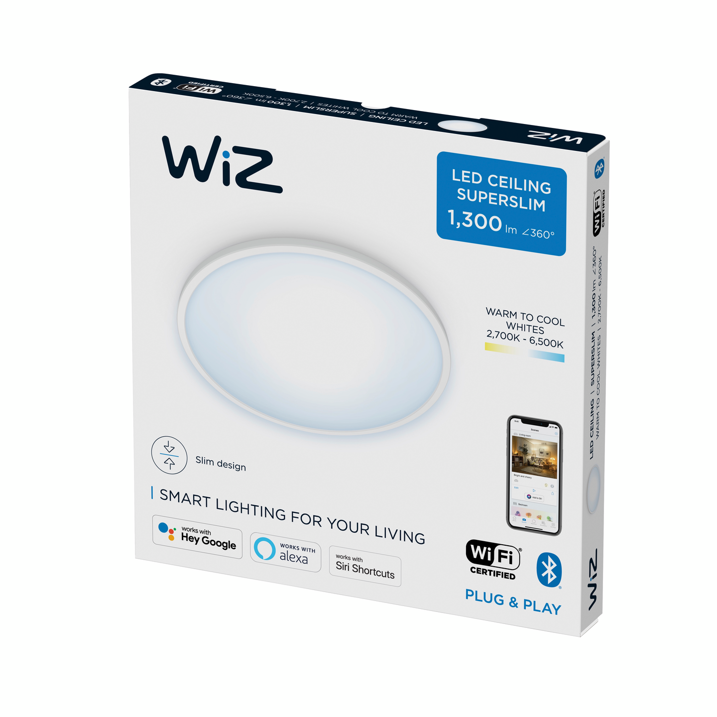 WIZ SIGNIFY SUPERSLIM PLAFOND 14W VIT, V-KALLVIT