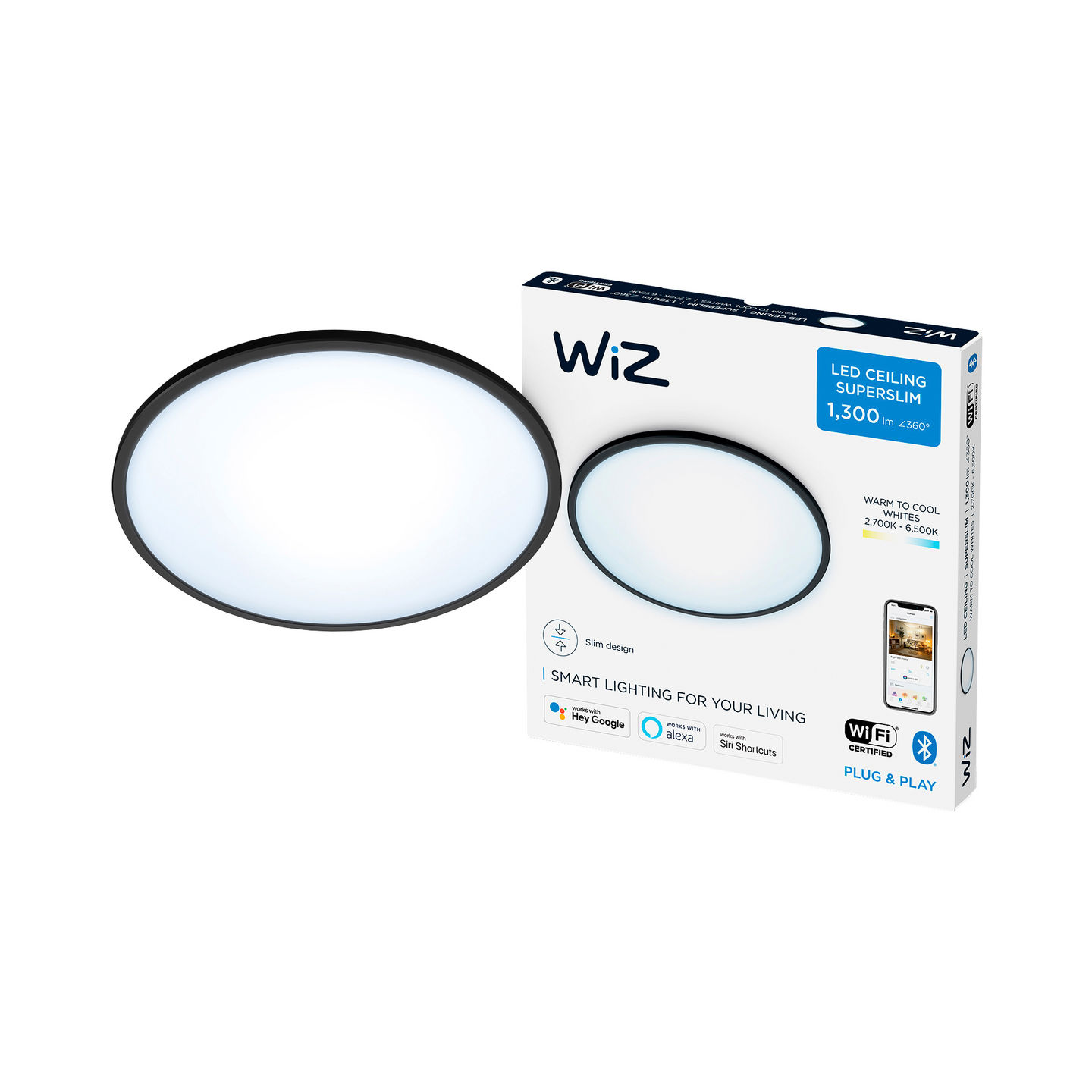 Kattovalaisin WiZ superslim 14W musta