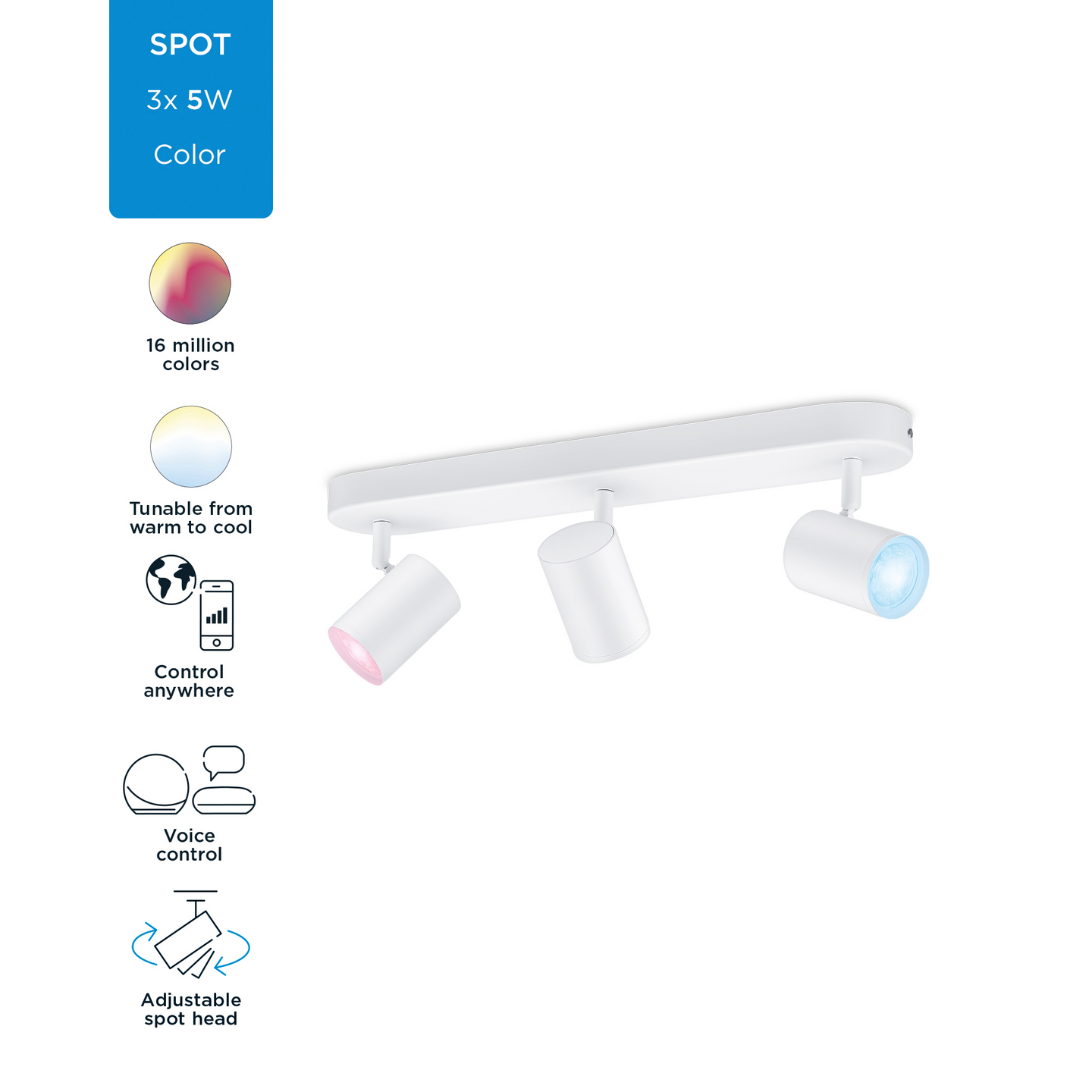 Kohdevalaisin WiZ imageo 3X5W valkoinen