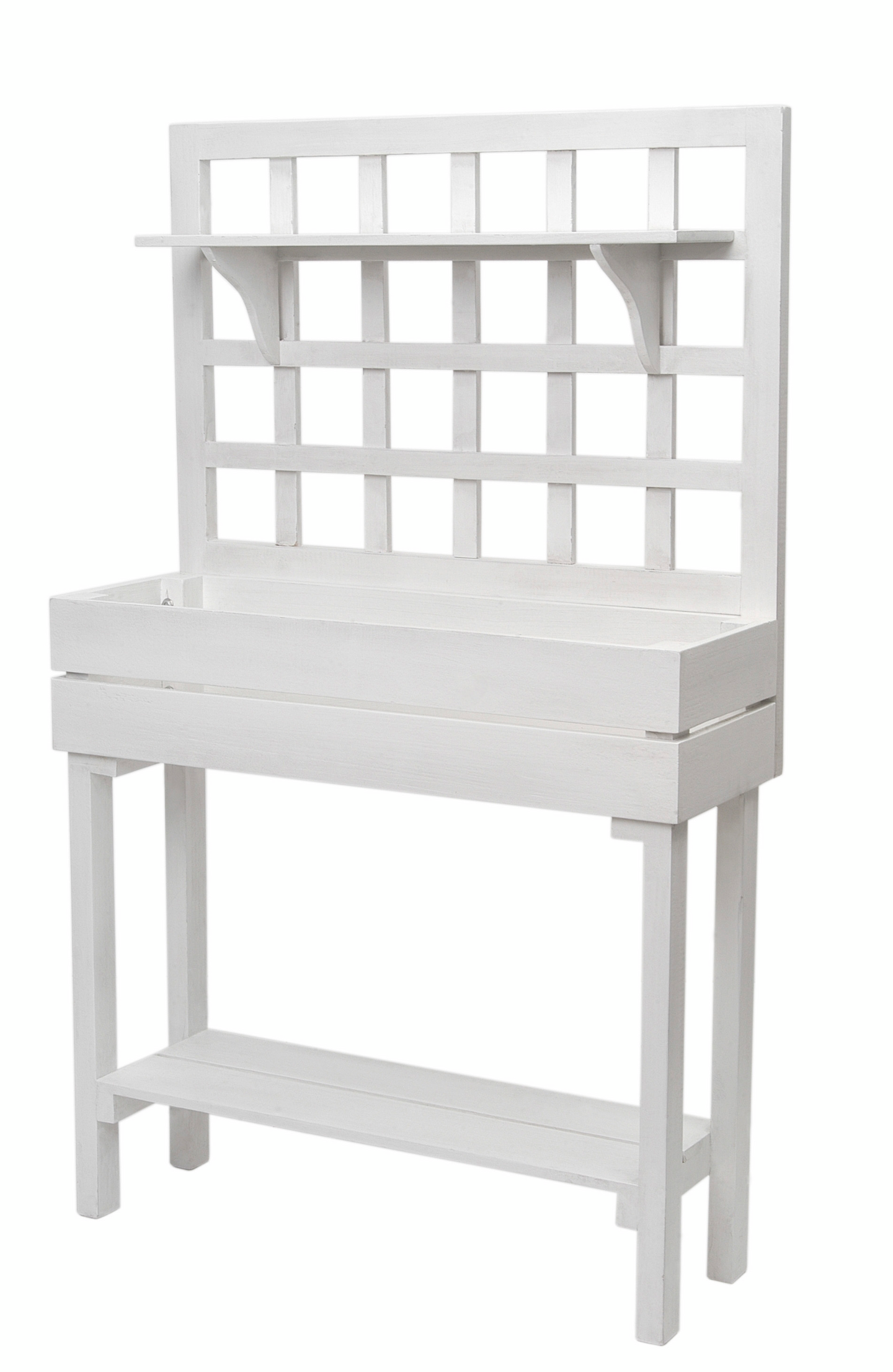 Kasvipöytä ritilällä + puuhylly Excellent valkoinen