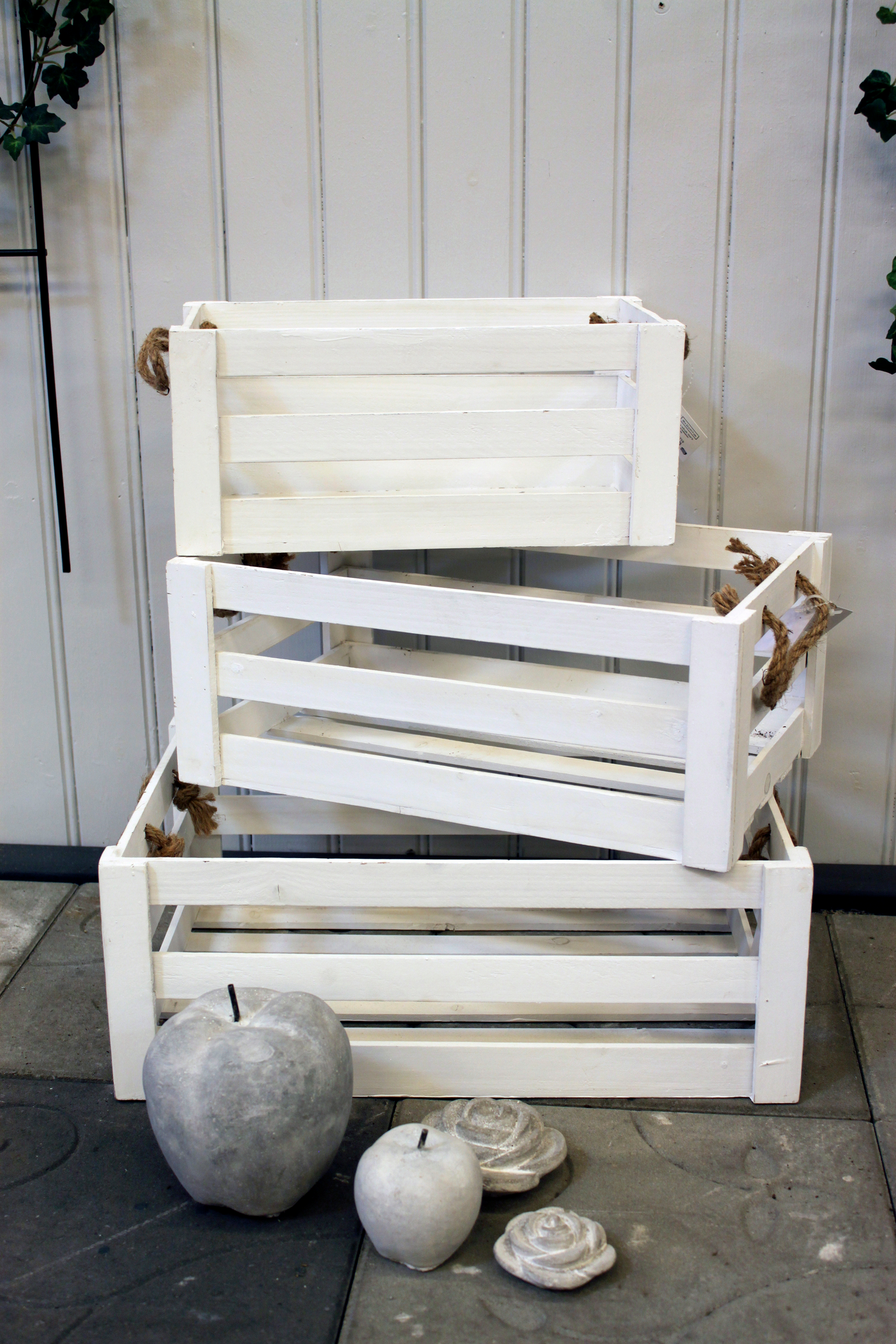 Laatikko Excellent puuta valkoinen M 45x28x18,5cm