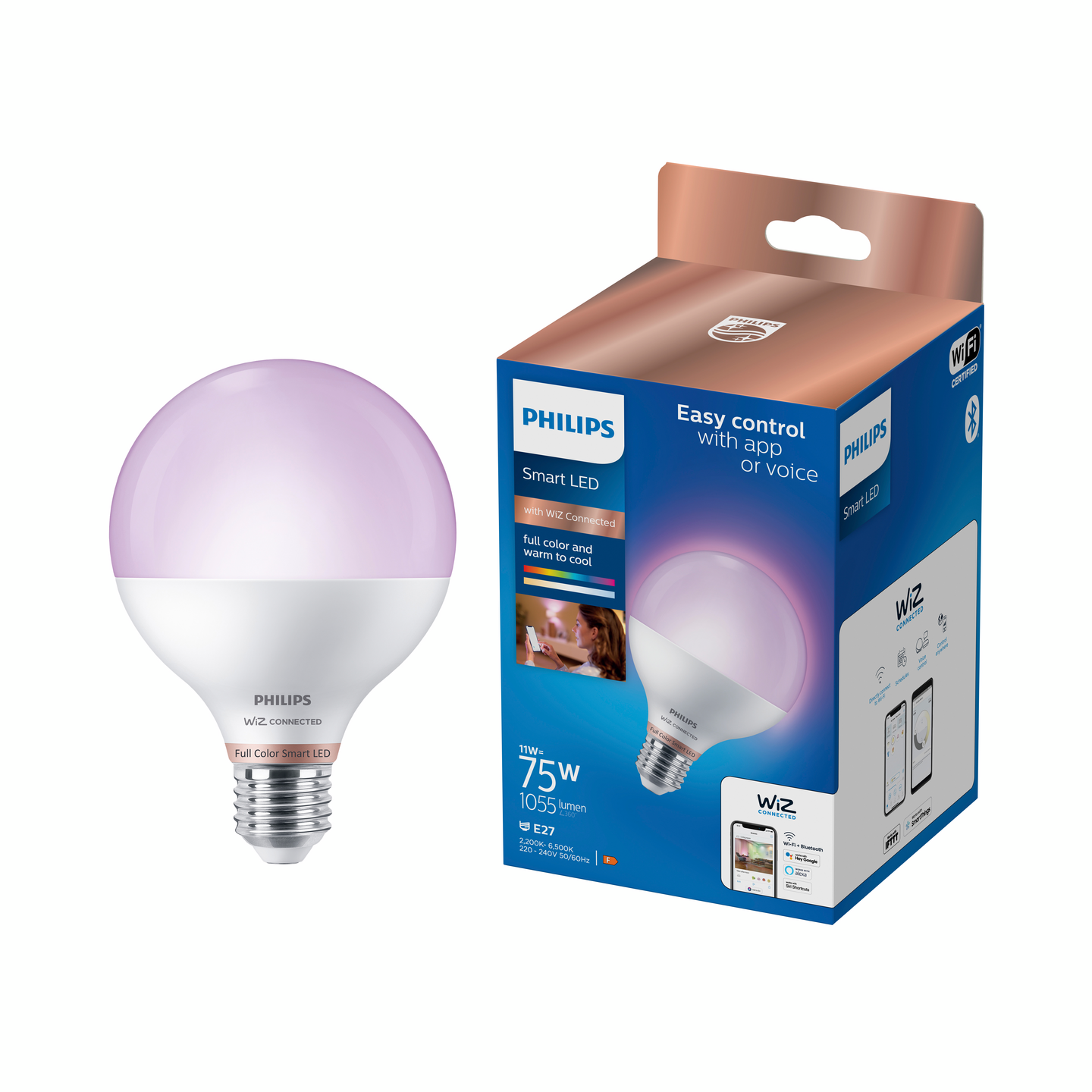 Lamppu Philips Smart LED 11W G95 E27 922-65 RGB color