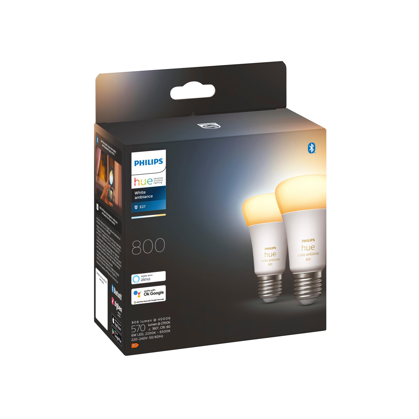 Led-lamppu Philips Hue White Ambiance 6W A60 E27 2kpl