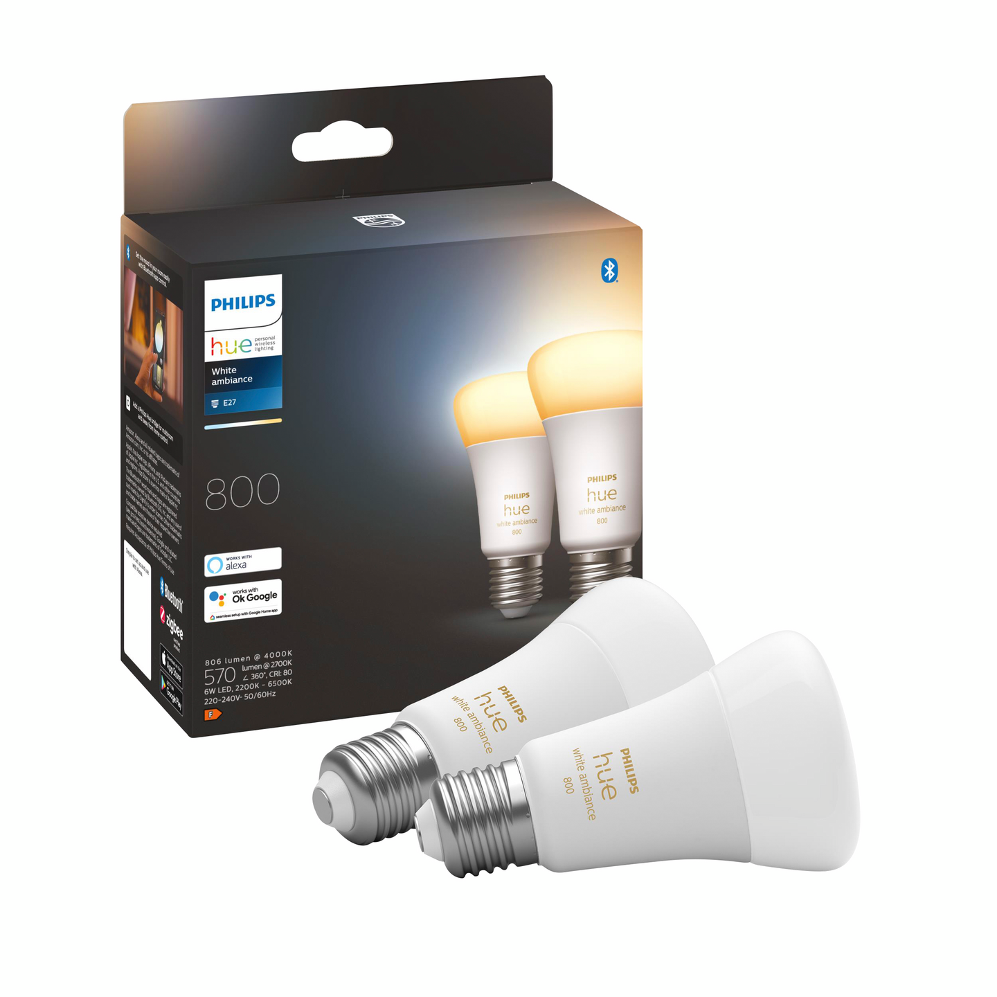 Led-lamppu Philips Hue White Ambiance 6W A60 E27 2kpl