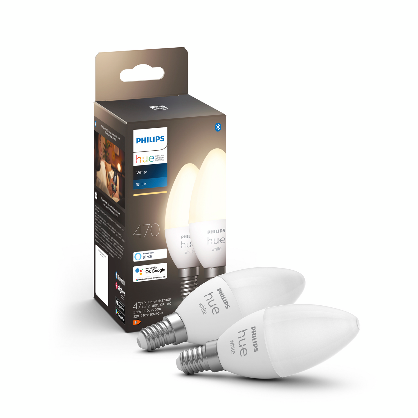Led-lamppu Philips Hue White 5.5W B39 E14 2kpl