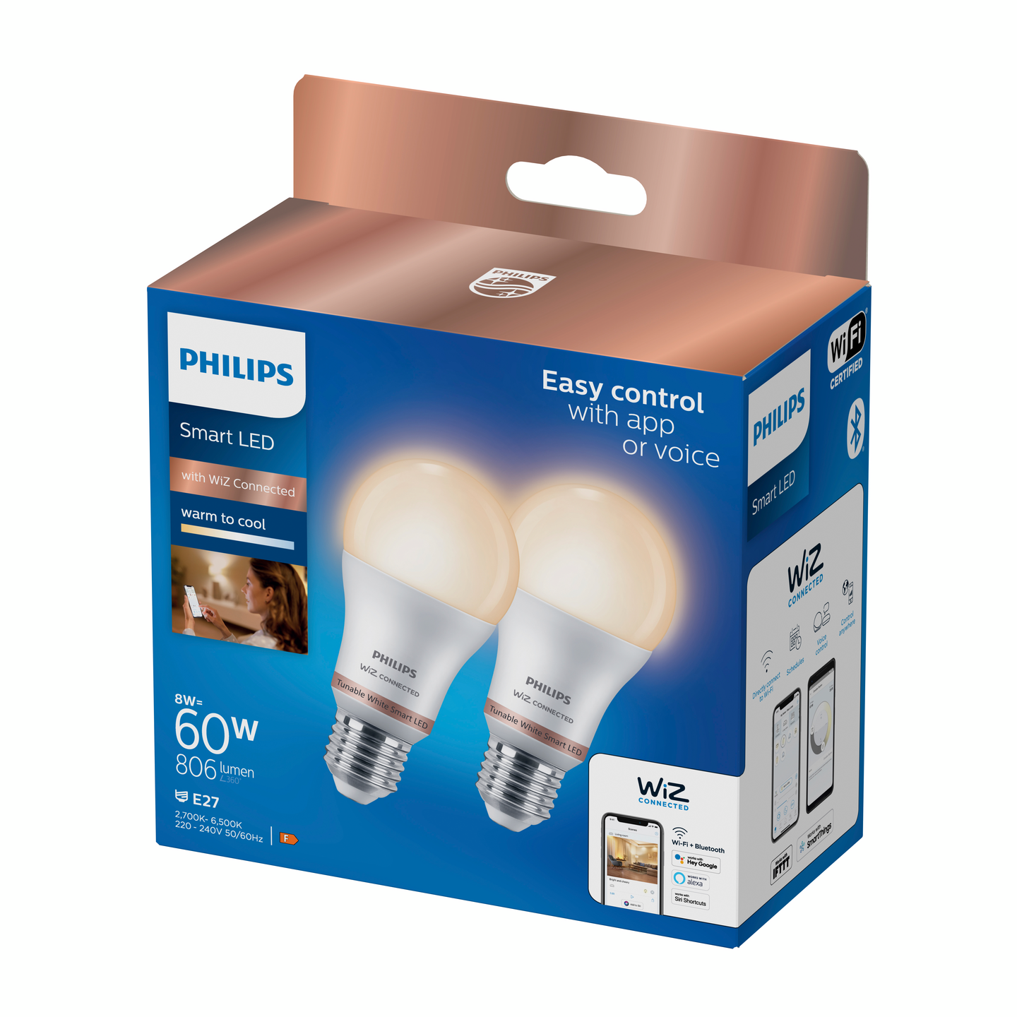 Lamppu Philips Smart LED 8W A60 E27 927-65 tunable white 2