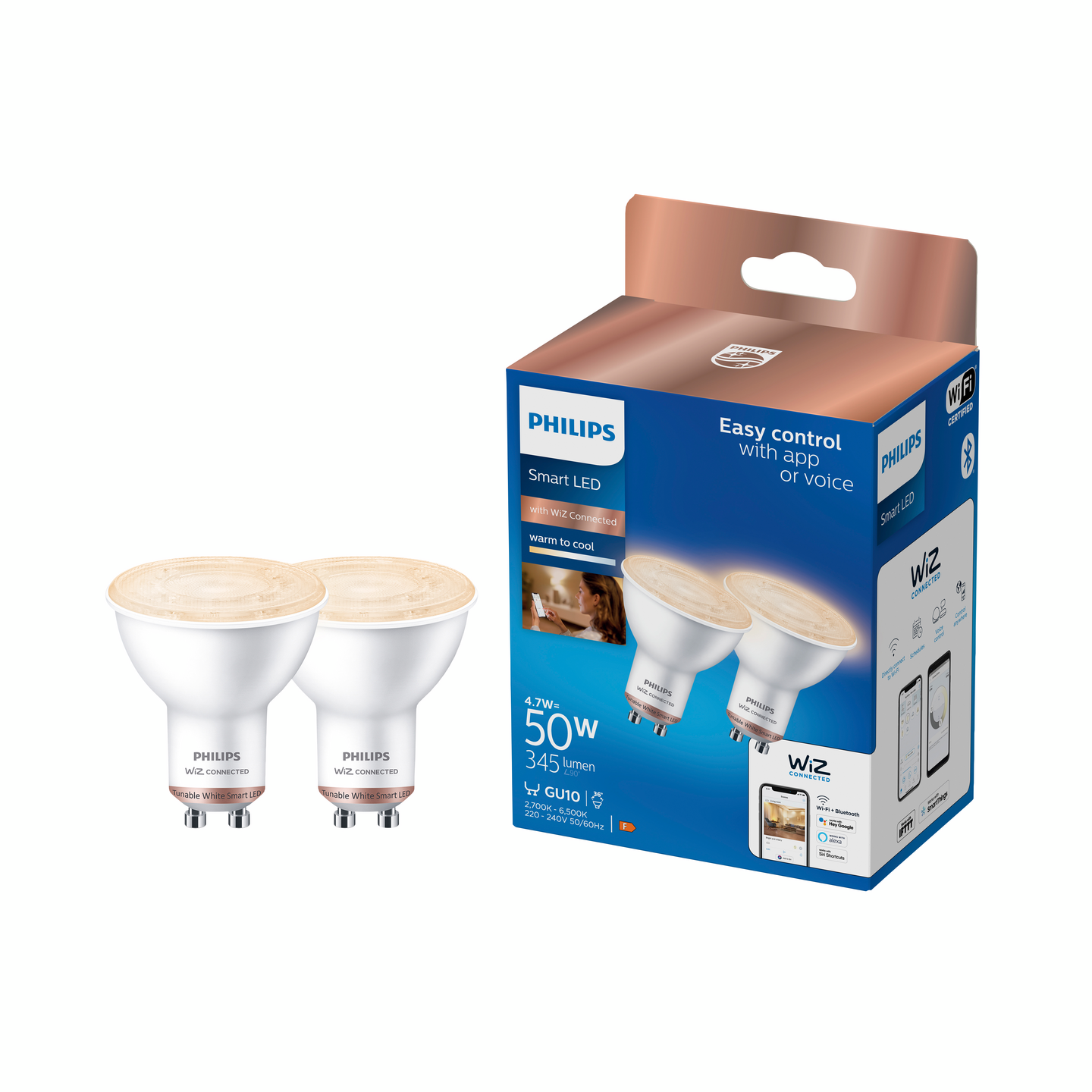 Lamppu Philips Smart LED 4.7W GU10 927-65 tunable white 2kpl