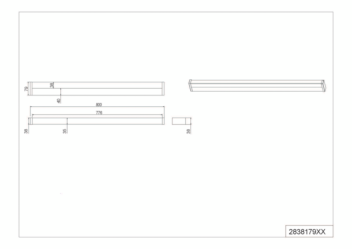 Seinävalaisin TRIO Fabio led 79cm kromi