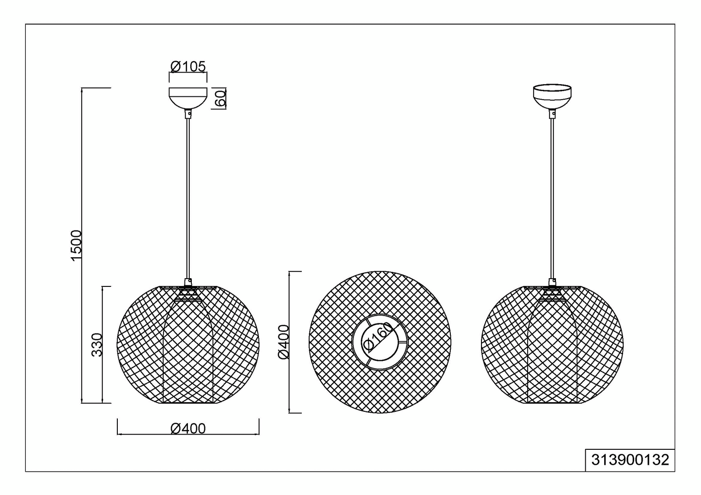 Riippuvalaisin TRIO Filo E27 mattamusta