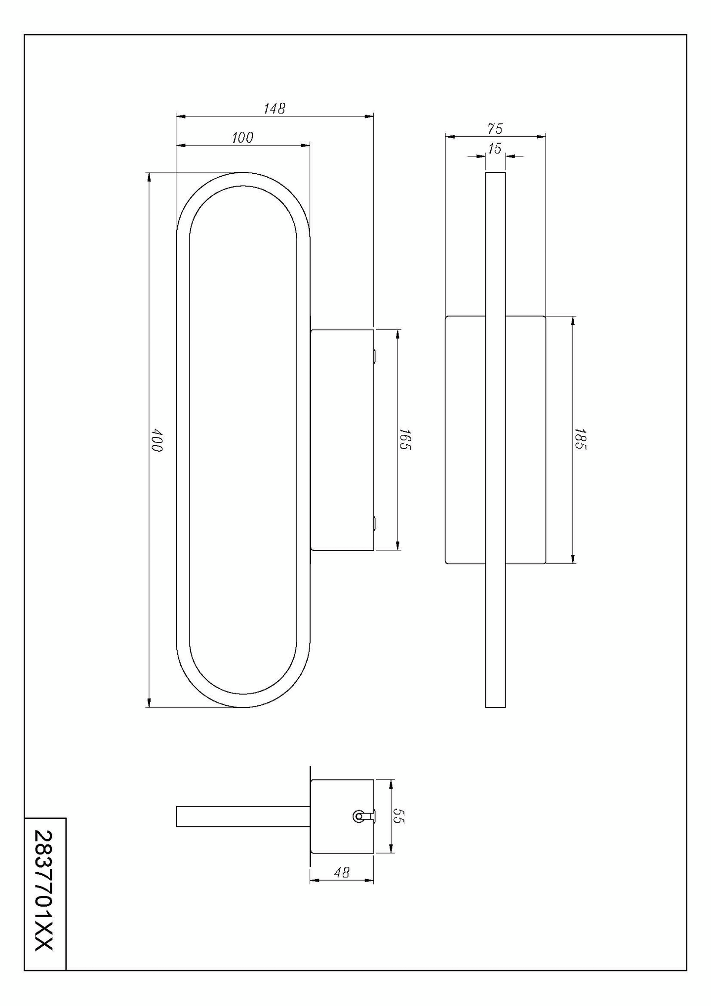 Seinävalaisin TRIO Gianni led 40cm kromi