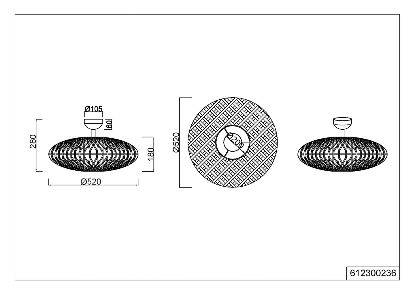 Kattovalaisin TRIO Hedda E27 2-osainen mattamusta/sisal