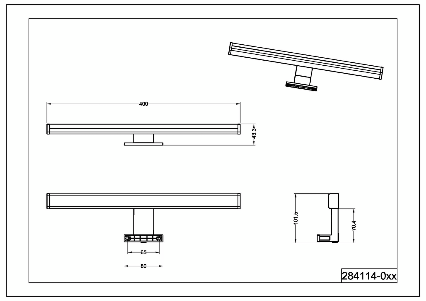 Seinävalaisin TRIO Lino led 40cm mattamusta