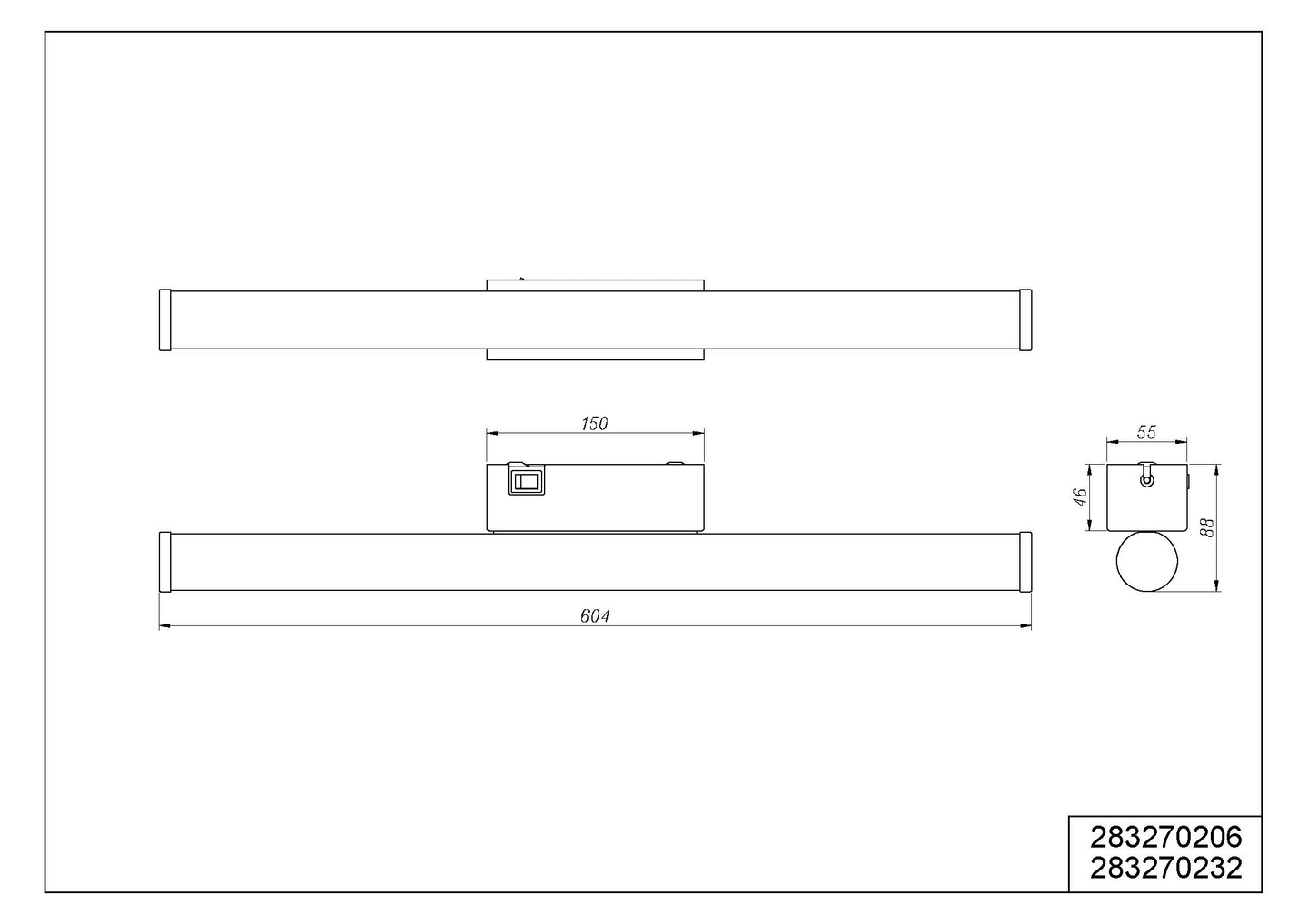 Seinävalaisin TRIO Mattimo led 60cm mattamusta