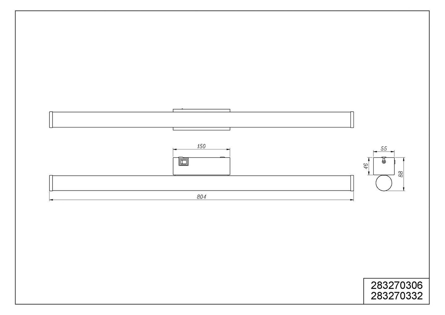 Seinävalaisin TRIO Mattimo led 80cm mattamusta
