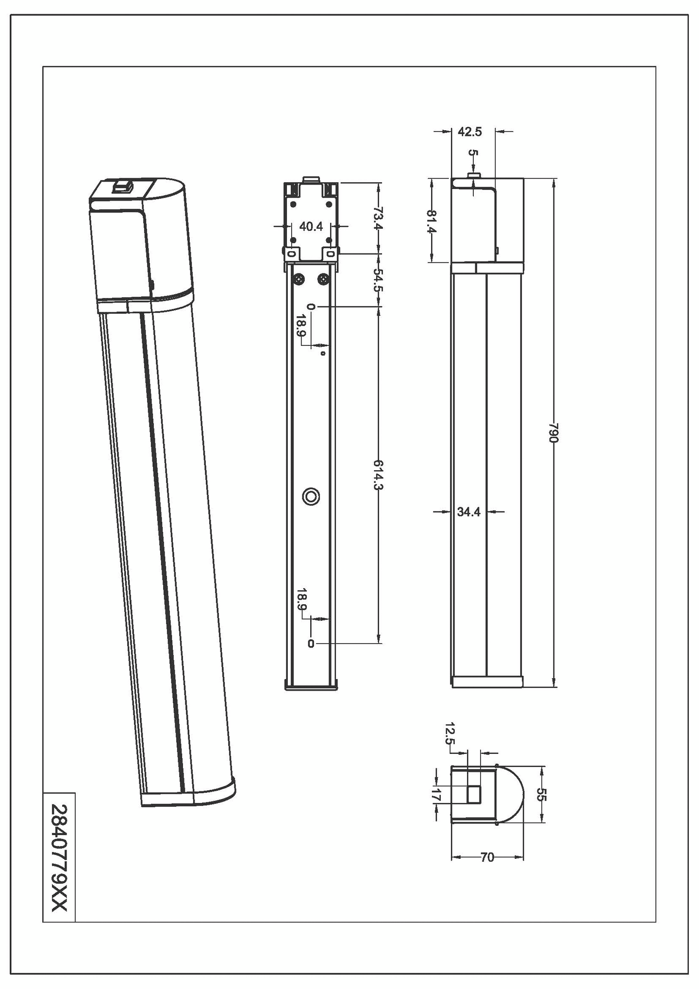 Seinävalaisin TRIO Piera led 80cm kromi