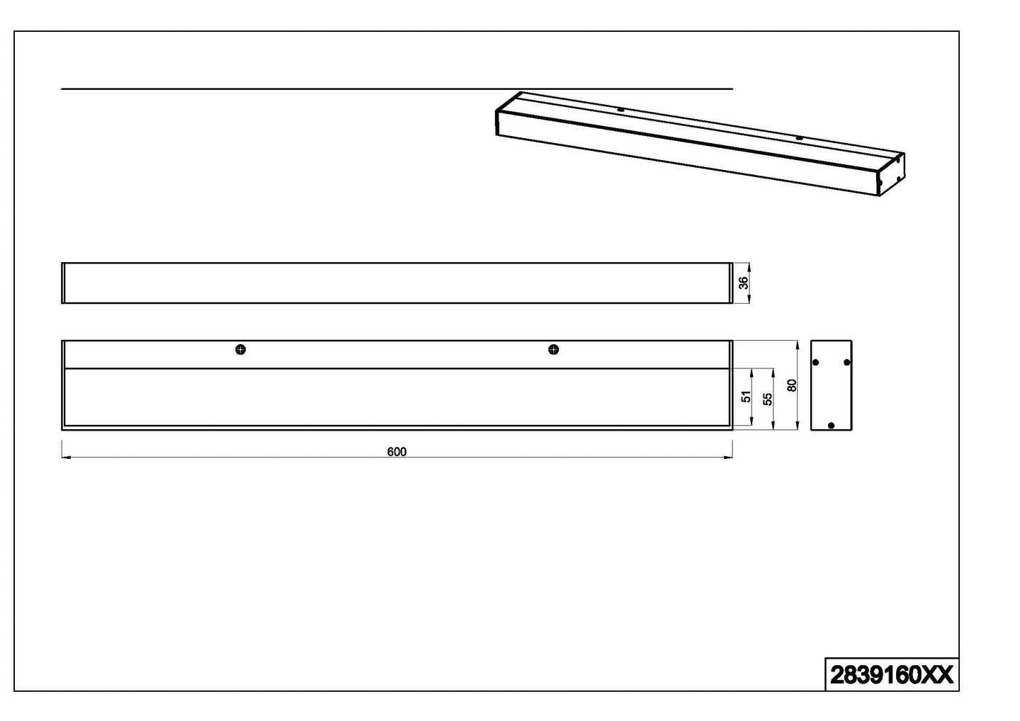Seinävalaisin TRIO Rocco led 60cm kromi