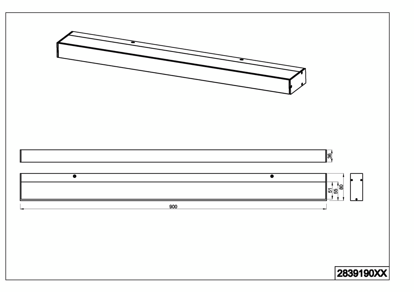 Seinävalaisin TRIO Rocco led 90cm mattamusta