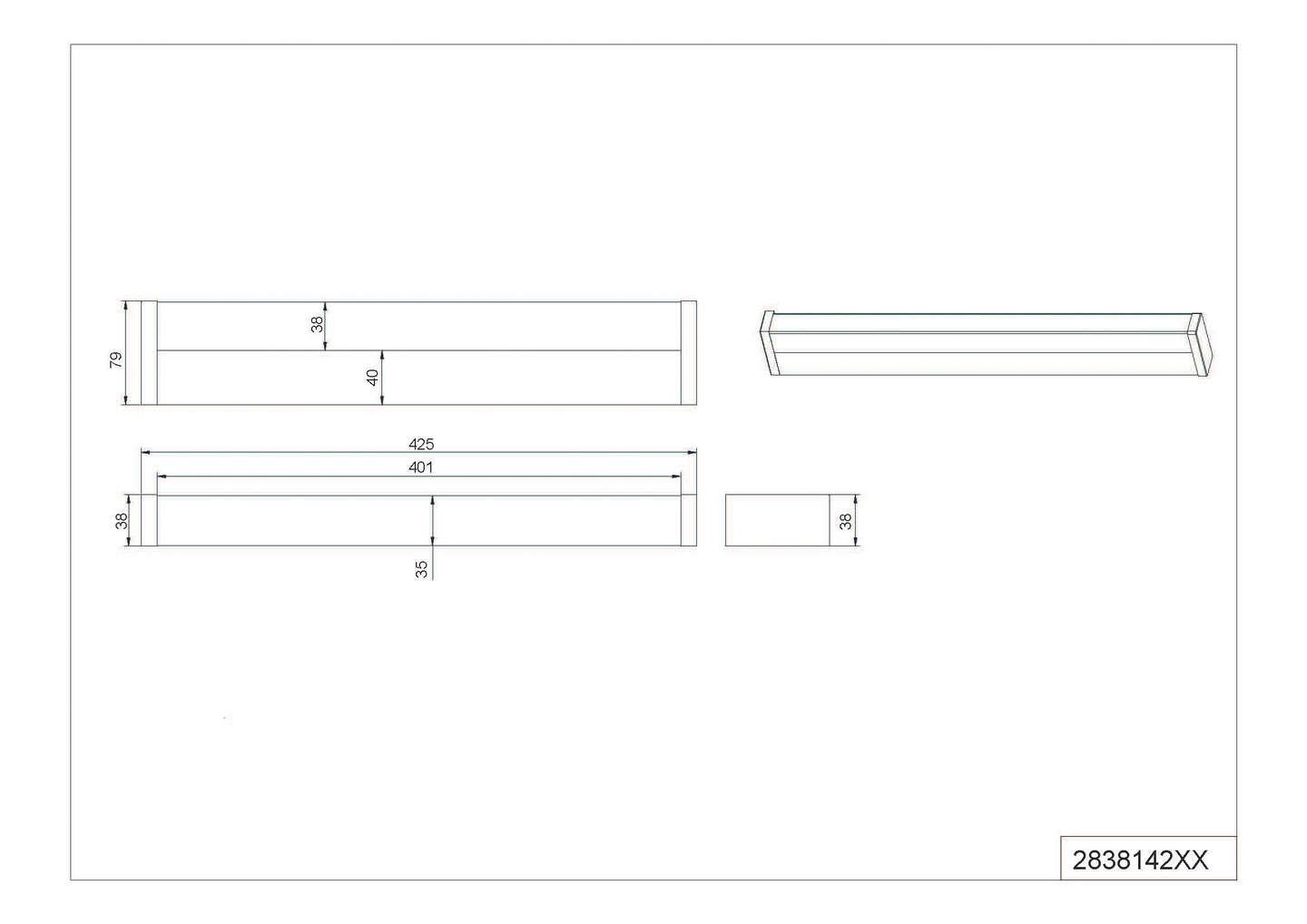 Seinävalaisin TRIO Fabio led 41cm mattamusta