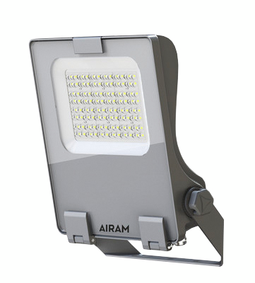 Valonheitin Airam Flood IP66 IK08 80W/740 asymmetrinen GLC harmaa