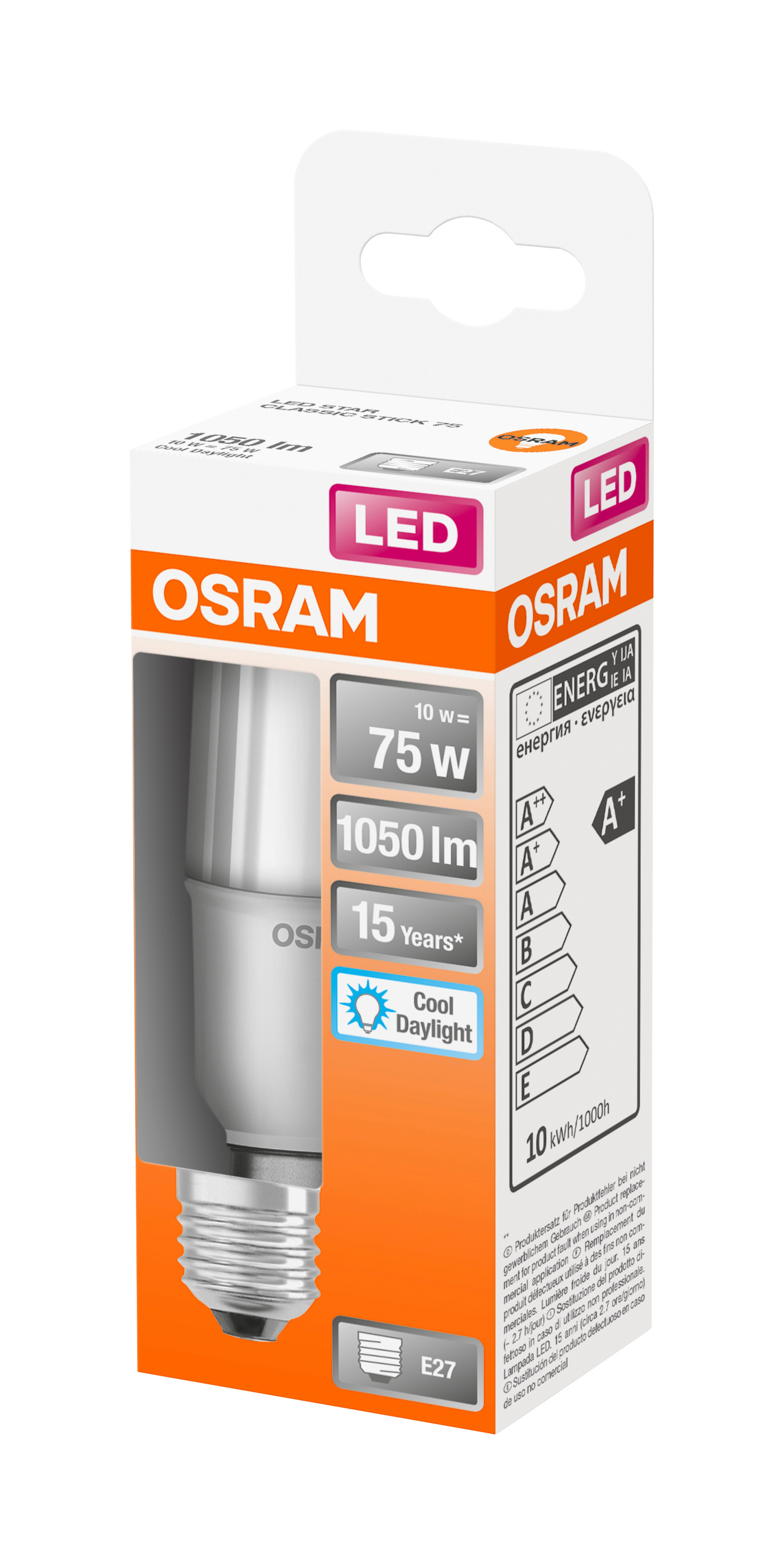 Led-putkilolamppu OSRAM STAR Stick 75 1050lm 6500K E27 muovi