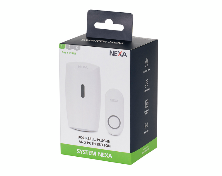 DÖRRSIGNAL NEXA MLR-1923 KPL PLUGIN, 230V MED TRYCKKNAPP IP44